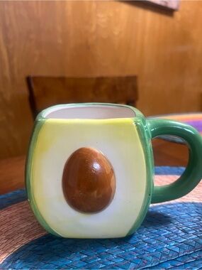 3D Cost Plus World Market Avocado Ceramic Mug in Green and Brown